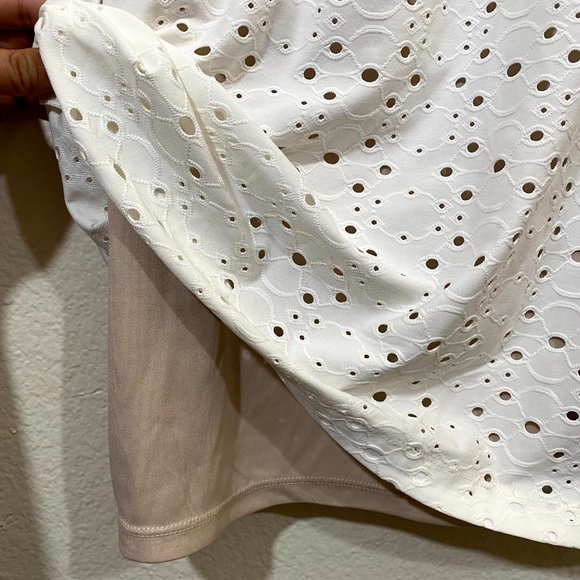 New York & Company sz:L White Tan Perforated Dress - Picture 8 of 11